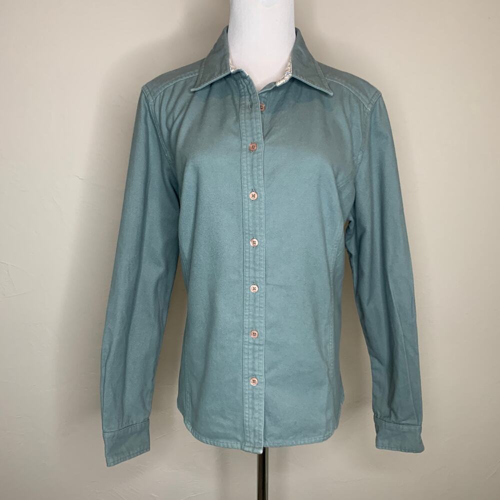 Natural Reflections Sage Green Heavy Flannel Size Large Floral Lining